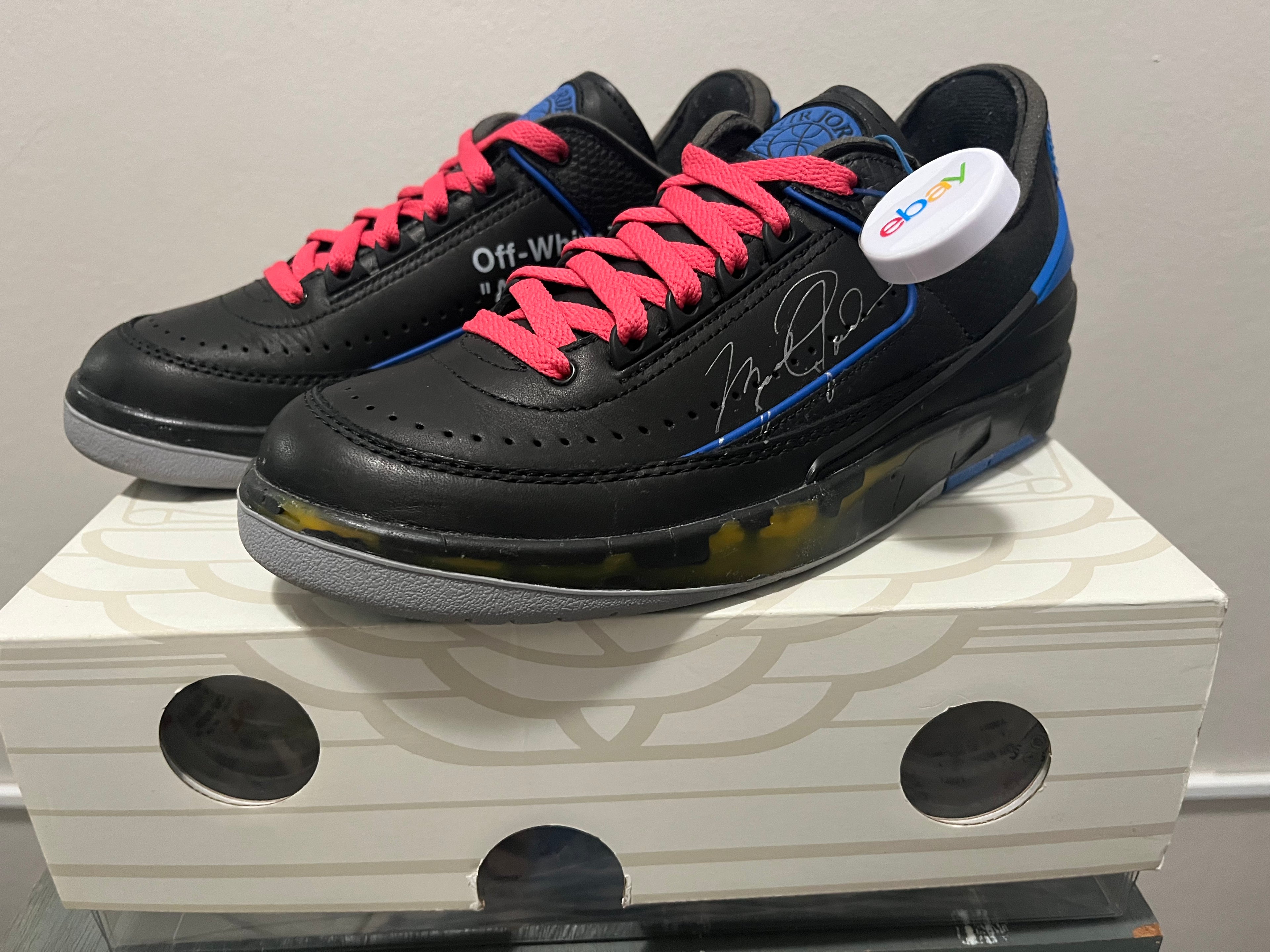 Used: Off White x Air Jordan 2 Retro Low SP Black Varsity Royal - DJ4375 004